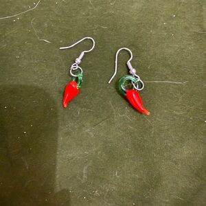 Chili Pepper Earrings in Red and Green